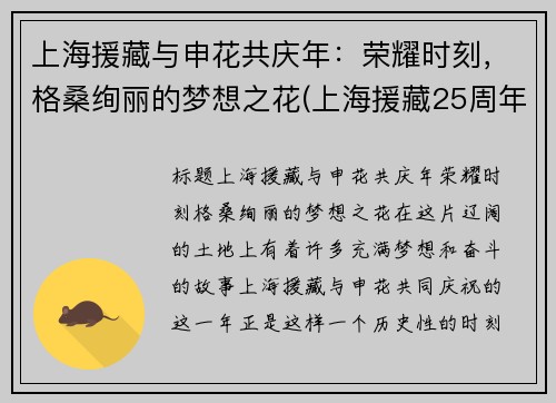 上海援藏与申花共庆年：荣耀时刻，格桑绚丽的梦想之花(上海援藏25周年纪录片)